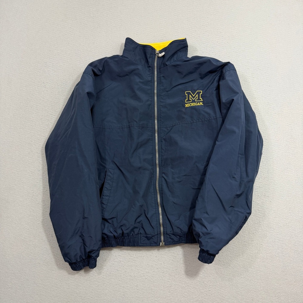 Vintage Michigan Wolverines Jacket Men's Small Blue Fleece Lined Full Zip UofM